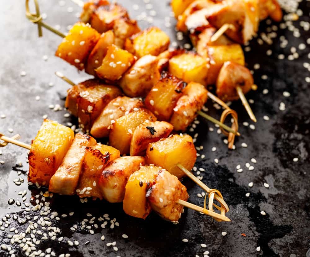 Ginger pineapple chicken skewers
