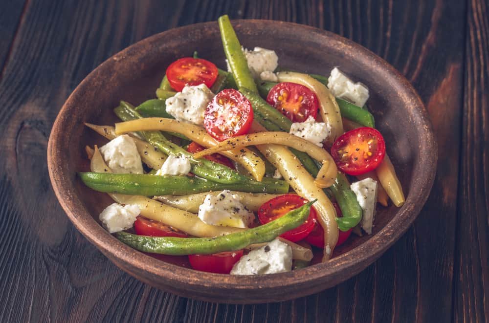 Green bean, tomato, and feta salad